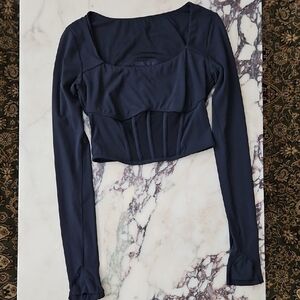 HALARA Black Long Sleeve Crop Top